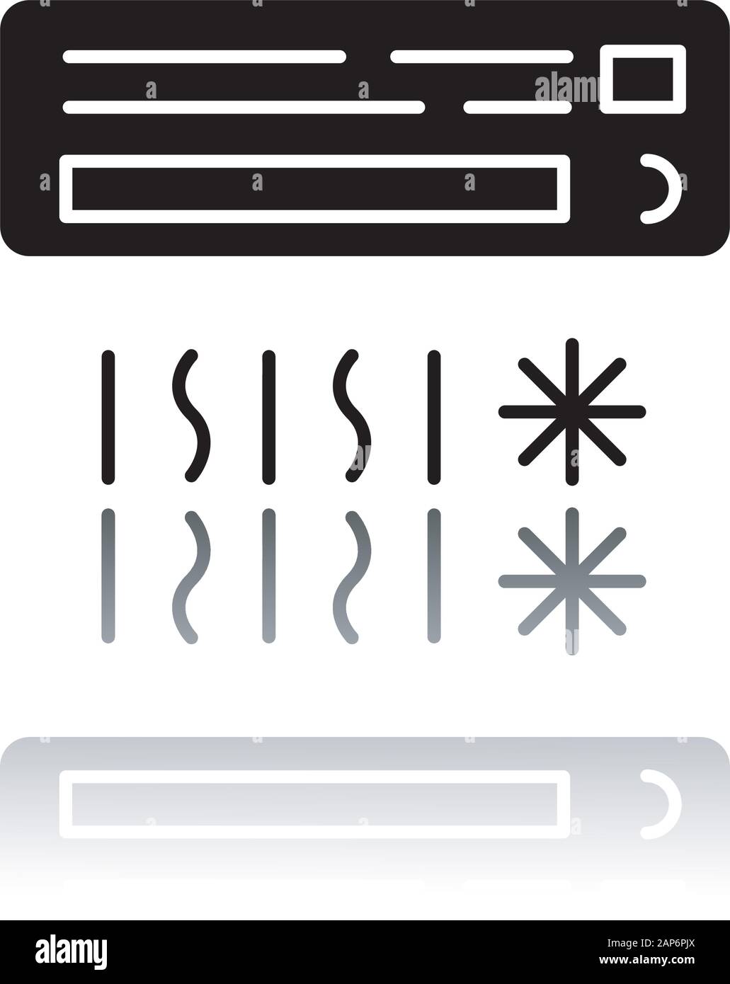 Air conditioning system drop shadow black glyph icon. Cooling device