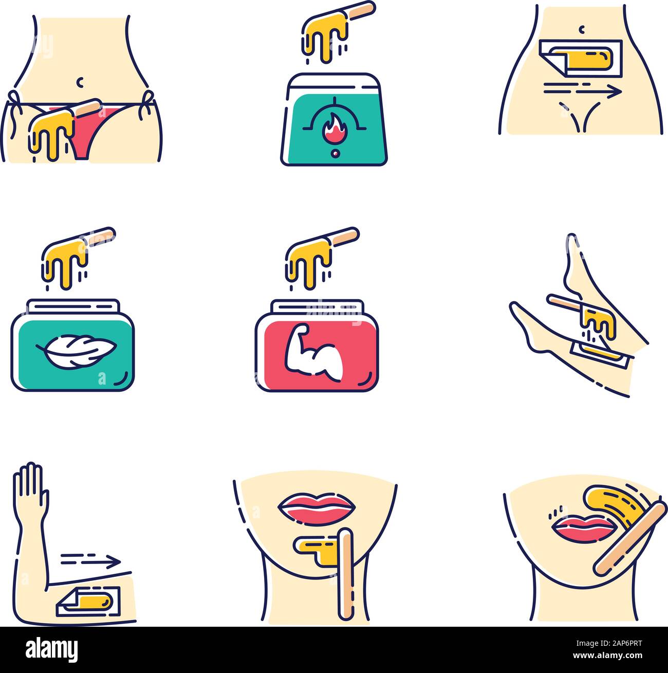 Waxing Beige Color Icons Set Bikini Leg Upper Lip Chin Hair Removal Cold Hot Wax In Jar With Spatula Depilation Equipment Professional Beauty Stock Vector Image Art Alamy