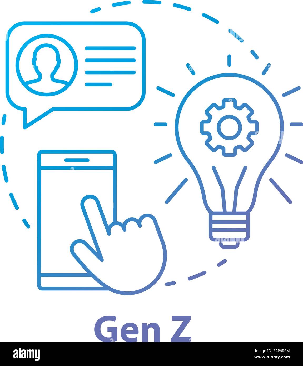 Gen Z blue concept icon. Age group idea thin line illustration. Digital  technologies. Innovations development. Online communication. Homeland  Generati Stock Vector Image & Art - Alamy