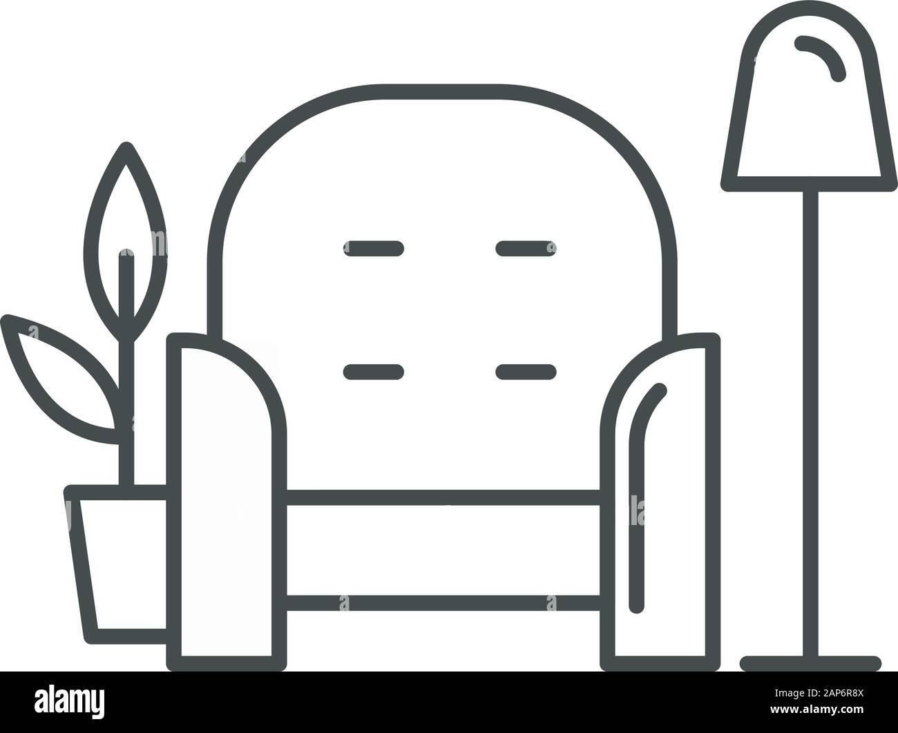 Furnishing Linear Icon Room Interior Cozy Design House Furniture Armchair With Floor Lamp And Flowerpot Thin Line Contour Symbols Isolated Vector Stock Vector Image Art Alamy