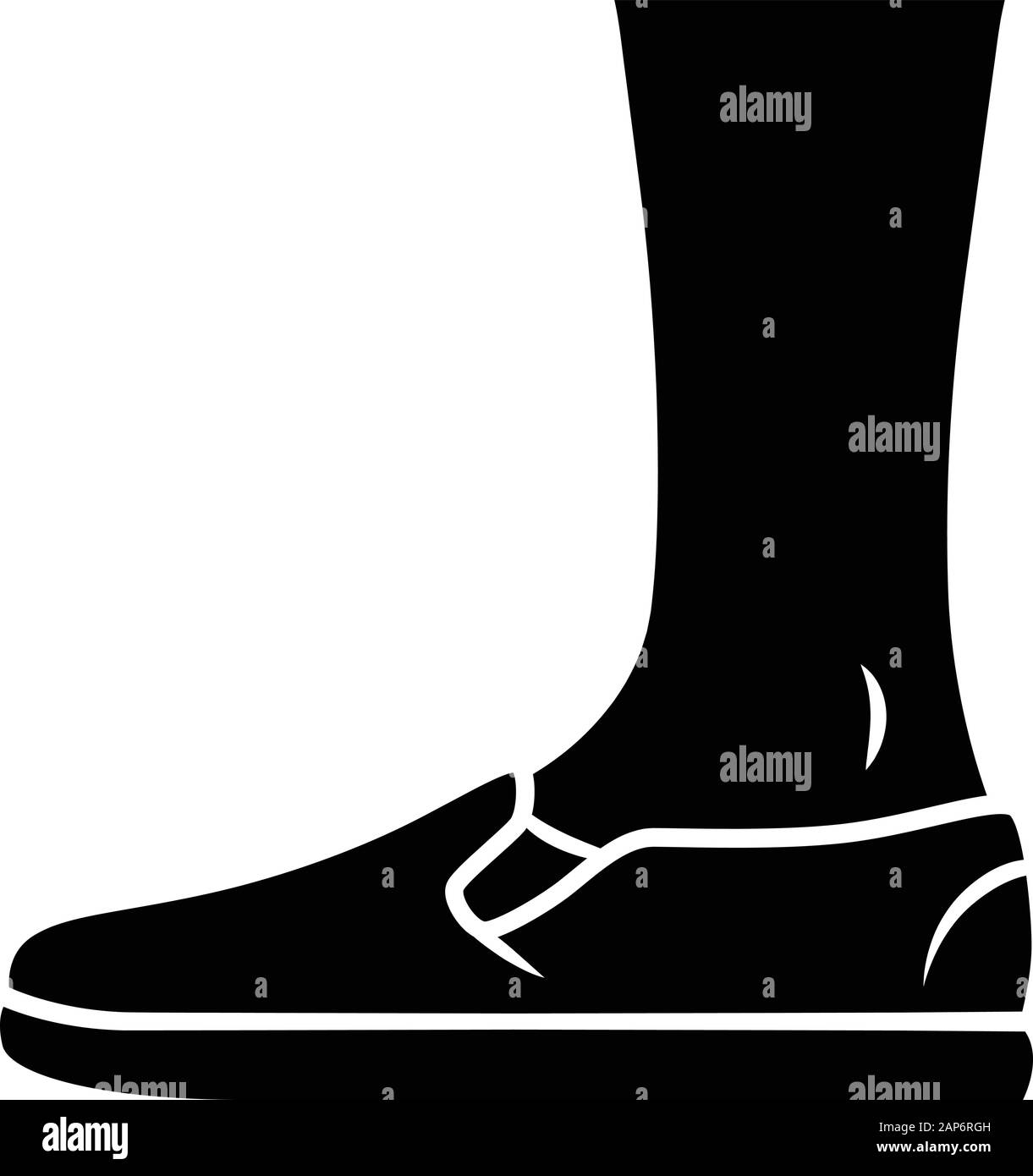 Slip ons glyph icon. Women and men stylish footwear design. Unisex casual flats, modern canvas shoes. Male and female fashion. Silhouette symbol. Nega Stock Vector