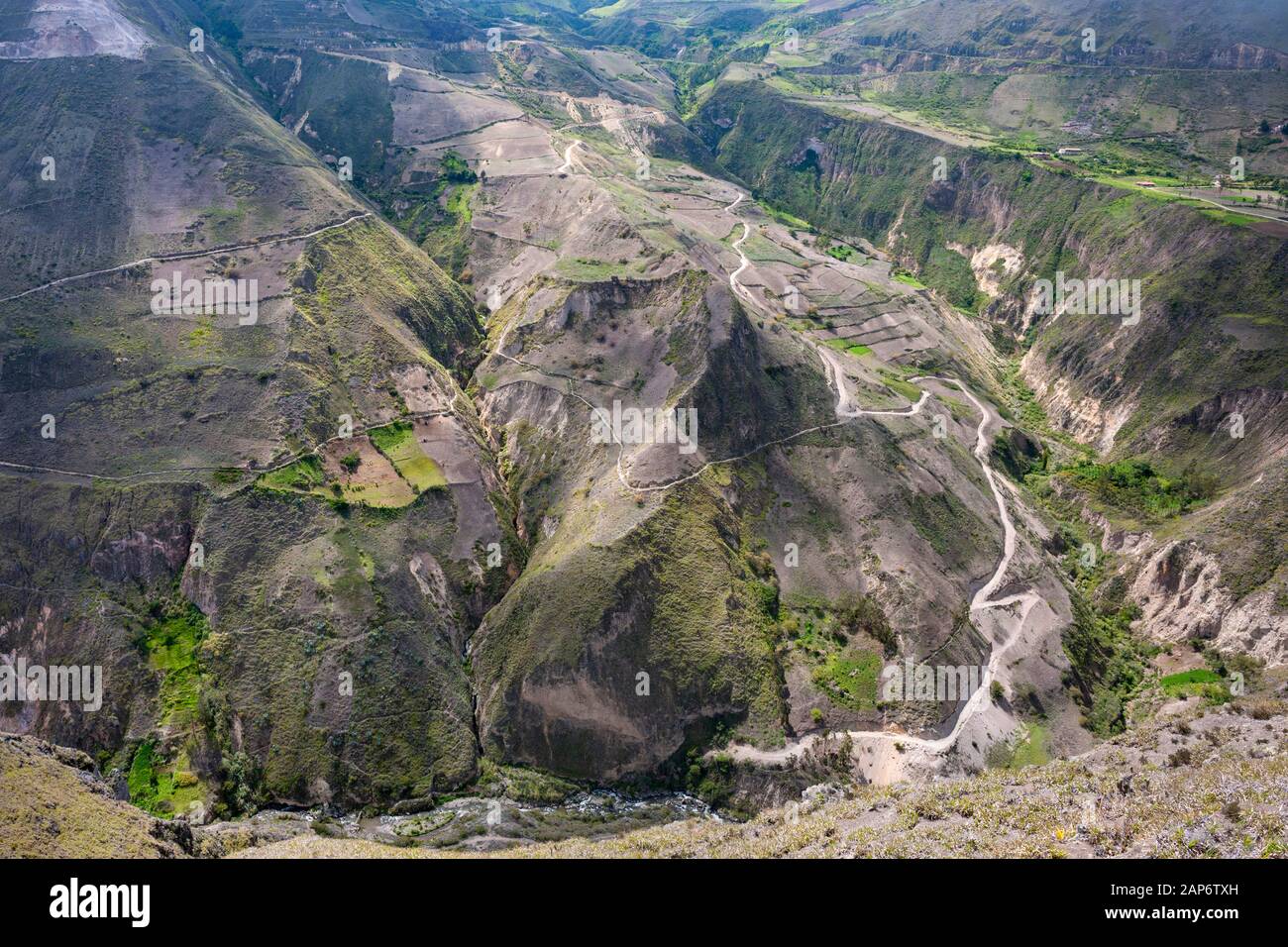 View of the landscape near the Devil’s Nose mountain near Alausi, Ecuador. Stock Photo