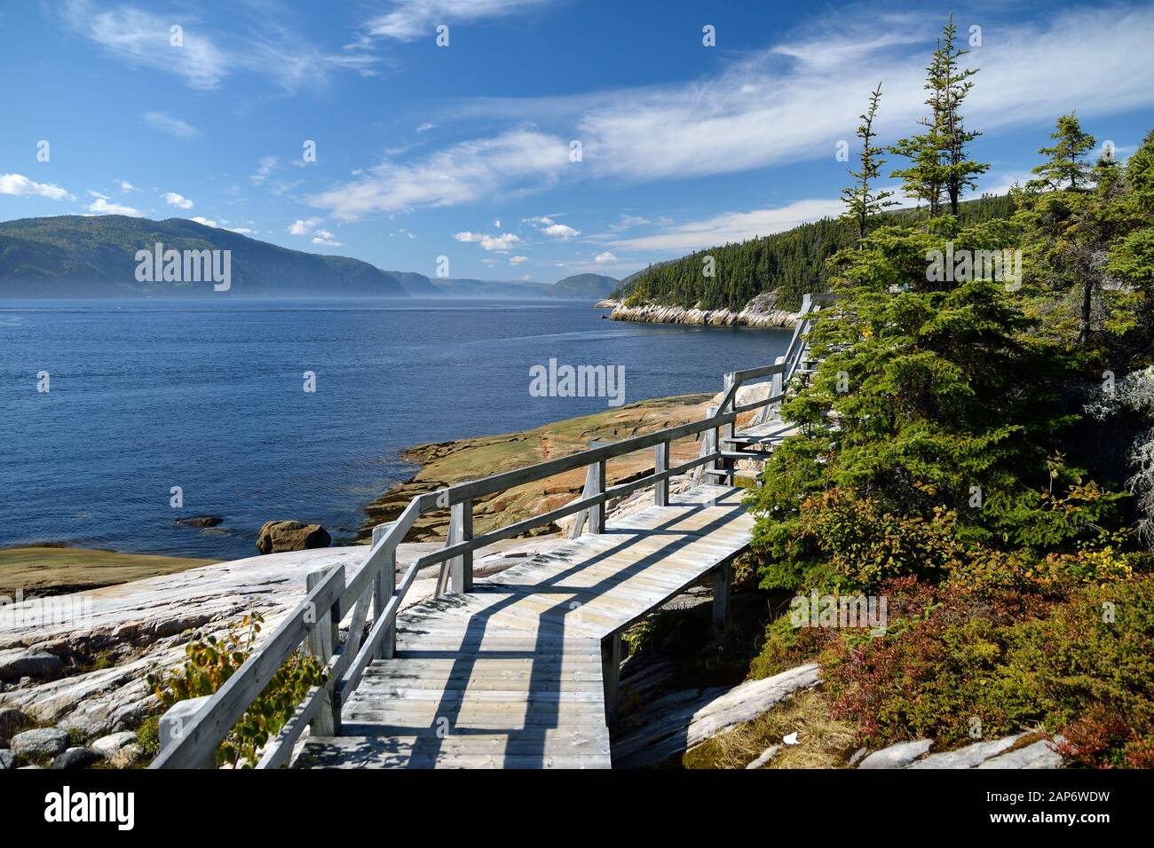 Wooden pathway in SainteMarguerite bay, Quebec (Canada Stock Photo Alamy