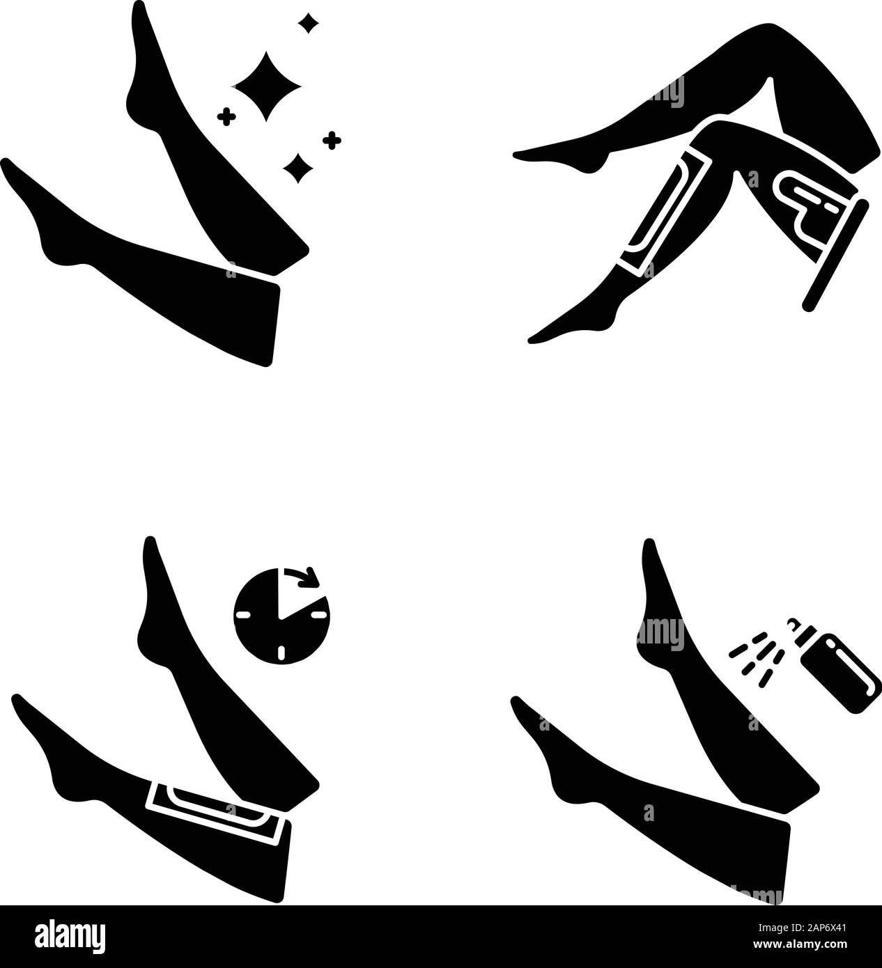 Leg Waxing Glyph Icons Set Shin Hair Removal With Natural Cold