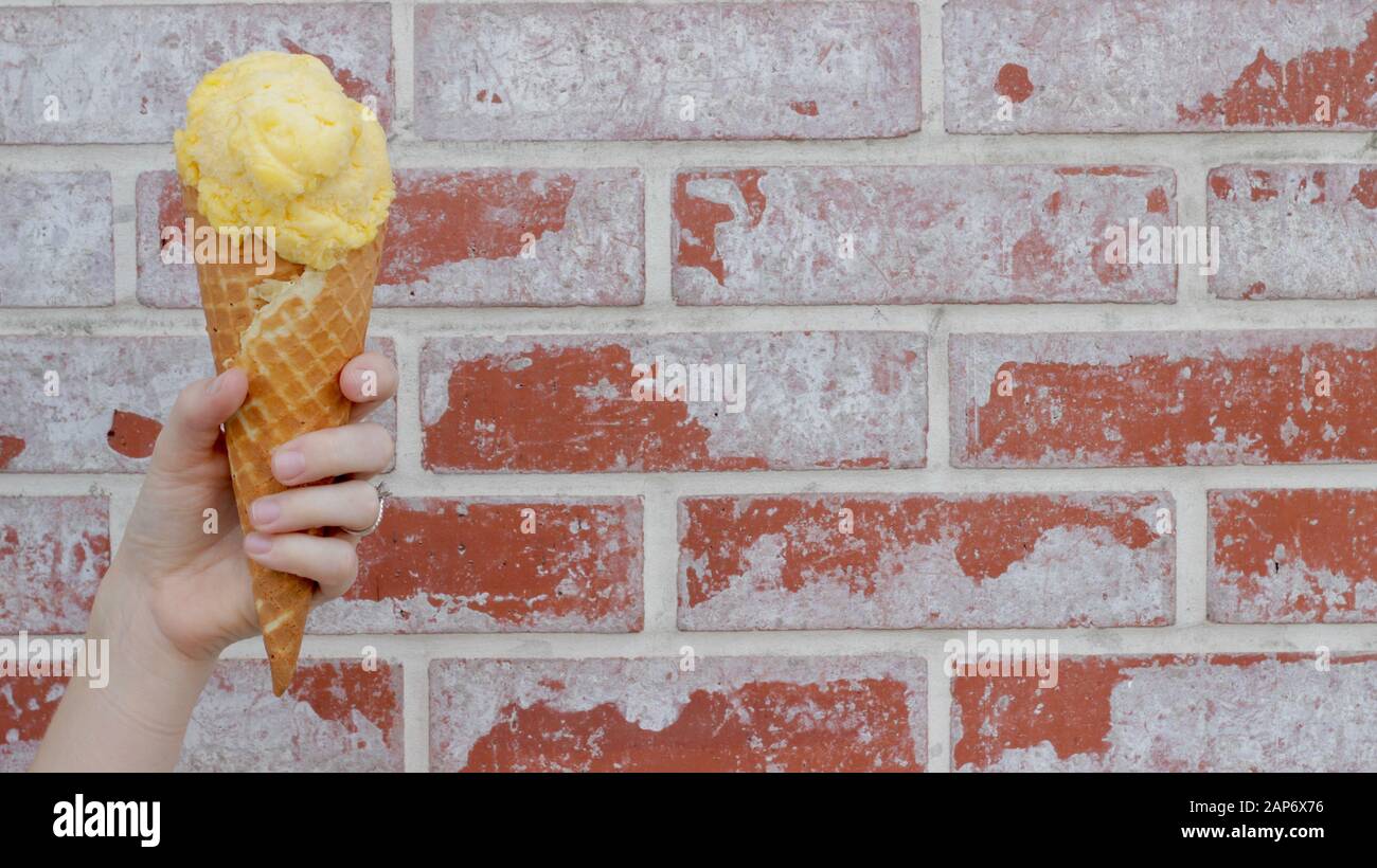 Vanilla Ice Cream Cone Stock Photo