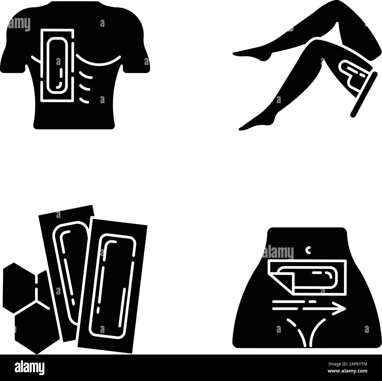 Soft Waxing Glyph Icons Set Chest Leg Belly Hair Removal With