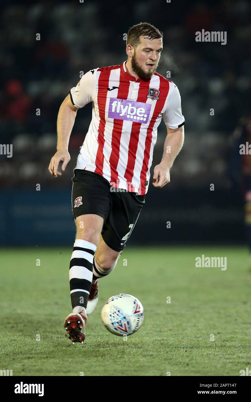 Exeter, UK. 21st Jan, 2020. Pierce Sweeney of Exeter City during the EFL Football League Trophy match between Exeter City and Stevenage at St James' Park, Exeter, England on 21 January 2020. Photo by Dave Peters. Editorial use only, license required for commercial use. No use in betting, games or a single club/league/player publications. Credit: UK Sports Pics Ltd/Alamy Live News Stock Photo