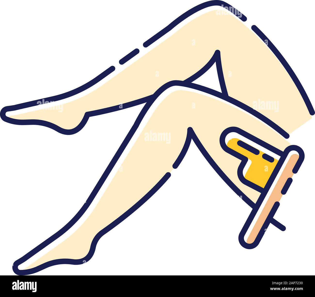 Leg Waxing Beige Color Icon Female Body Hair Removal Procedure