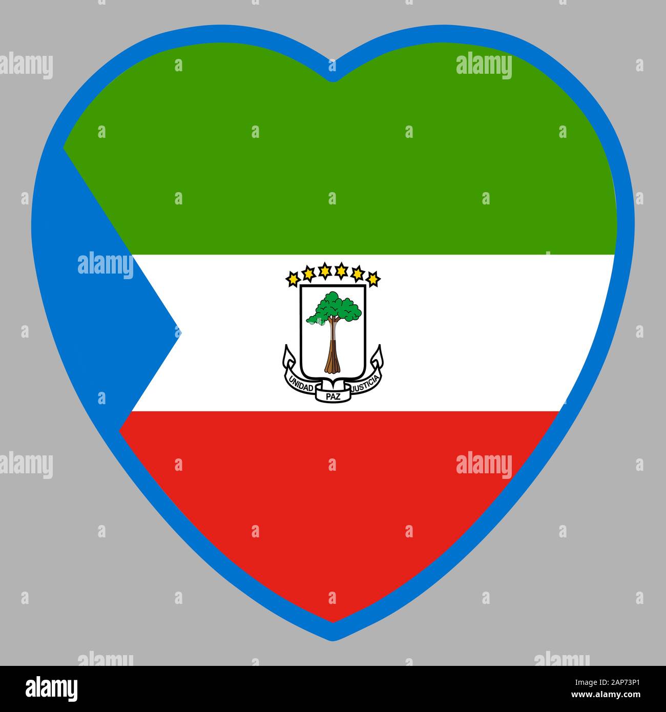 Equatorial Guinea Flag In Heart Shape Vector Stock Vector
