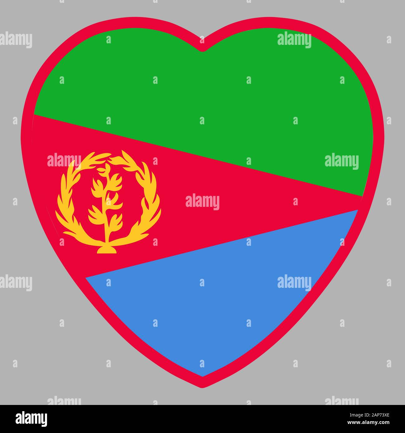 Eritrea Flag In Heart Shape Vector Stock Vector