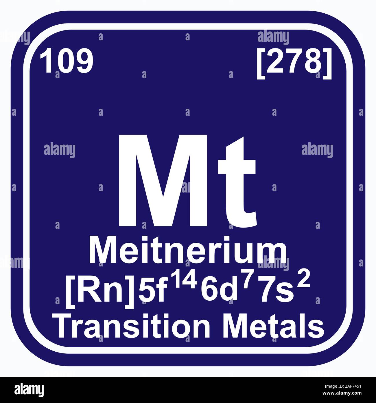 Meitnerium Periodic Table of the Elements Vector illustration eps 10 Stock Vector