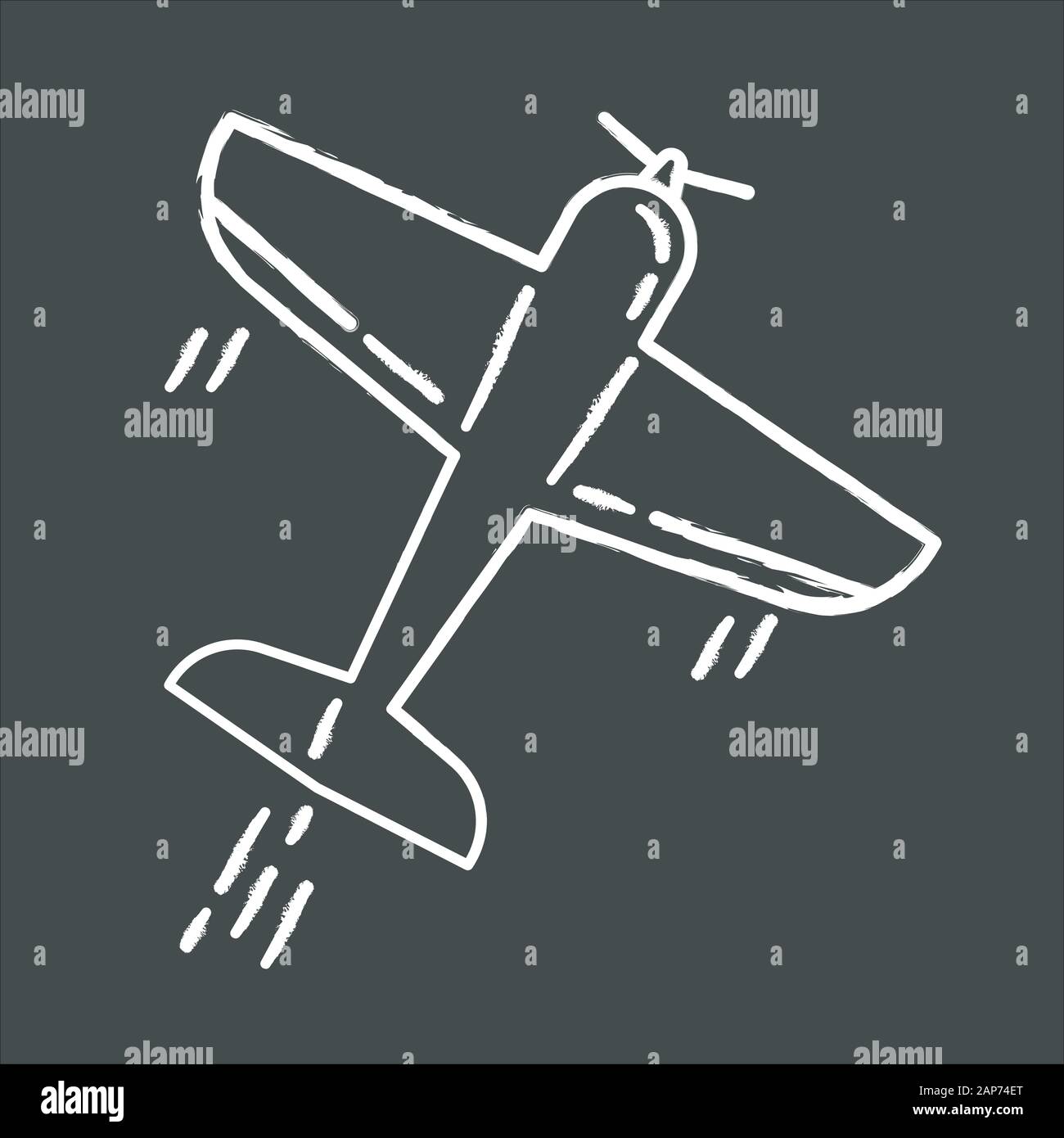 Aerobatics chalk icon. Aerobatic maneuvers and stunt flying. Airforce show with plane. Aviation, aircraft performance. Extreme airshow. Airplanes tric Stock Vector