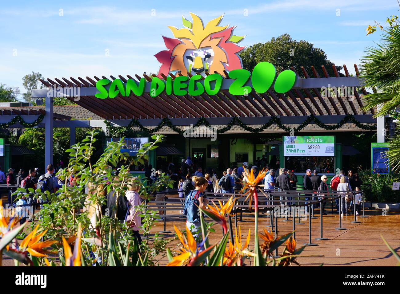 SAN DIEGO, CA 3 JAN 2020 View of the San Diego Zoo, a landmark