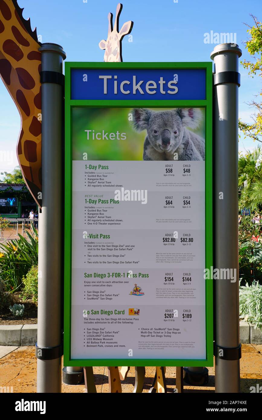 SAN DIEGO, CA 3 JAN 2020 View of the San Diego Zoo, a landmark