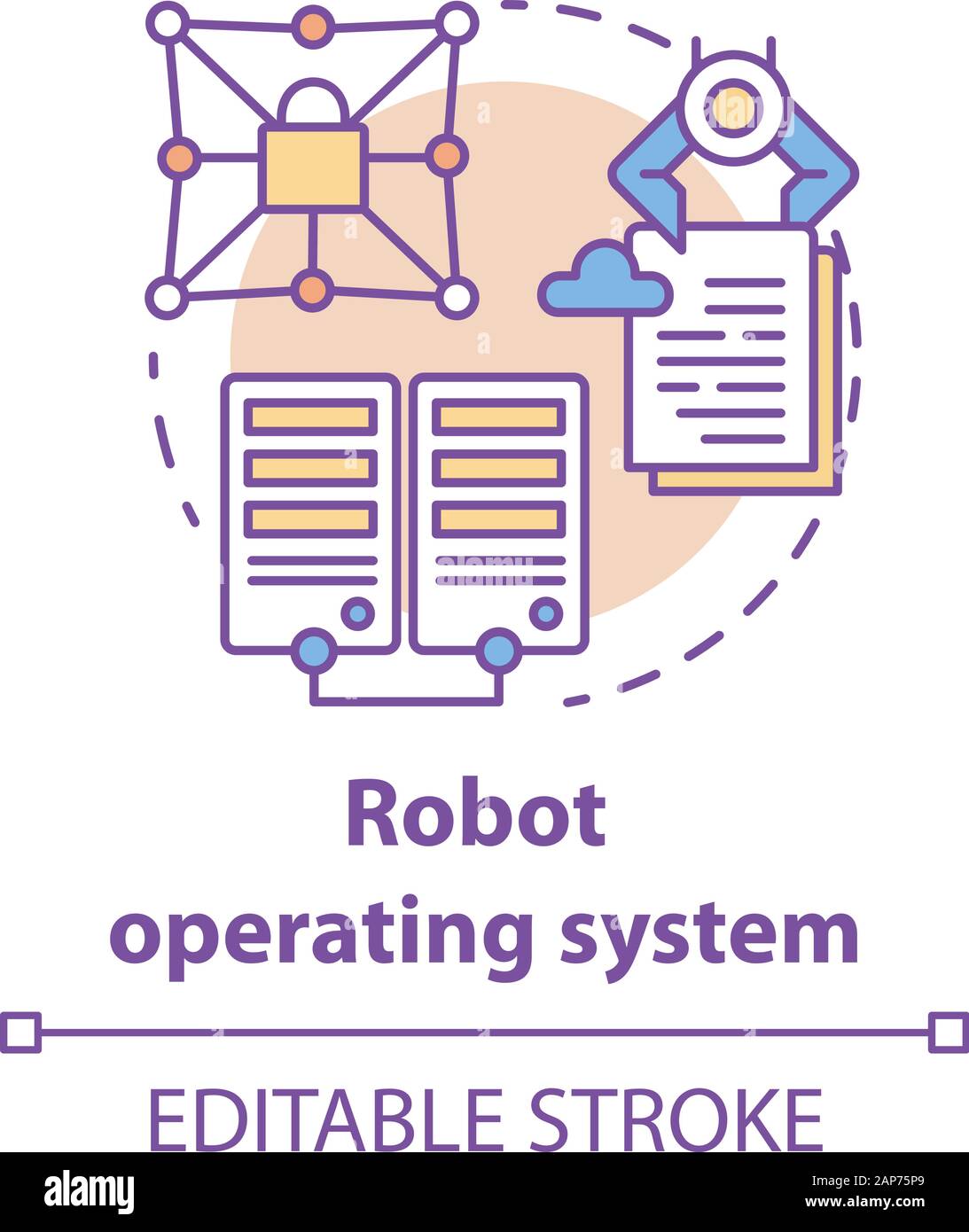 Robot operating system concept icon. Robotics secured software idea ...
