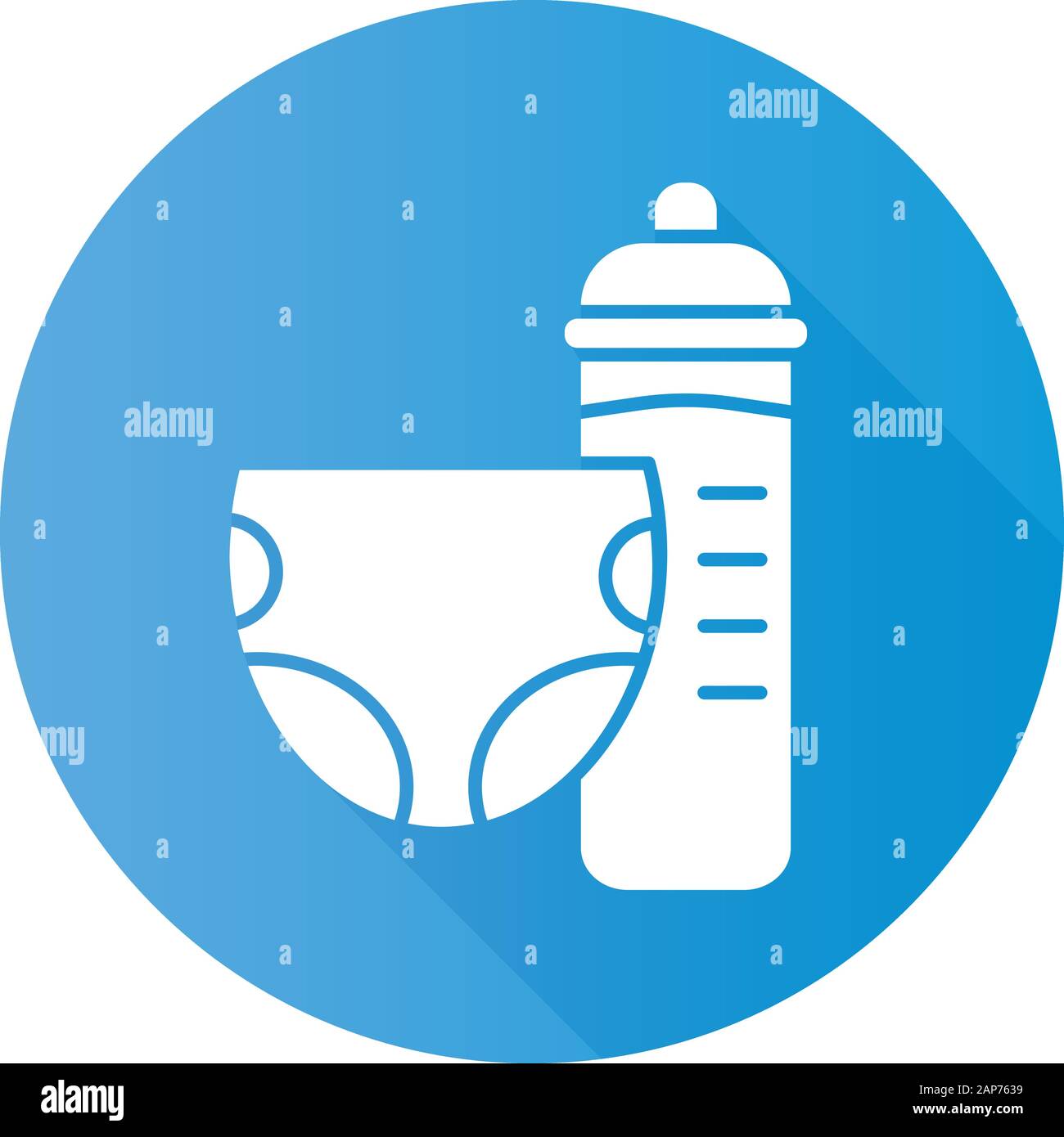 Toddler room blue flat design long shadow glyph icon. Nursery. Nappy, baby bottle. Children care zone. Kids bedroom. Childcare place. Creche. Apartmen Stock Vector