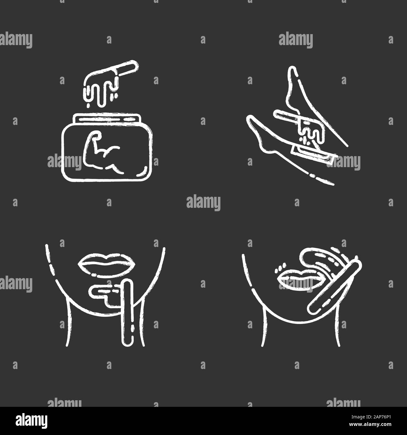 Hard Waxing Chalk Icons Set Shin Chin Upper Lip Hair Removal