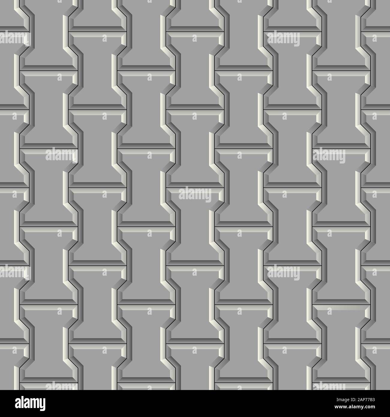 Seamless pattern of gray concrete pavement. 3D repeating pattern of street paving tiles Stock Photo