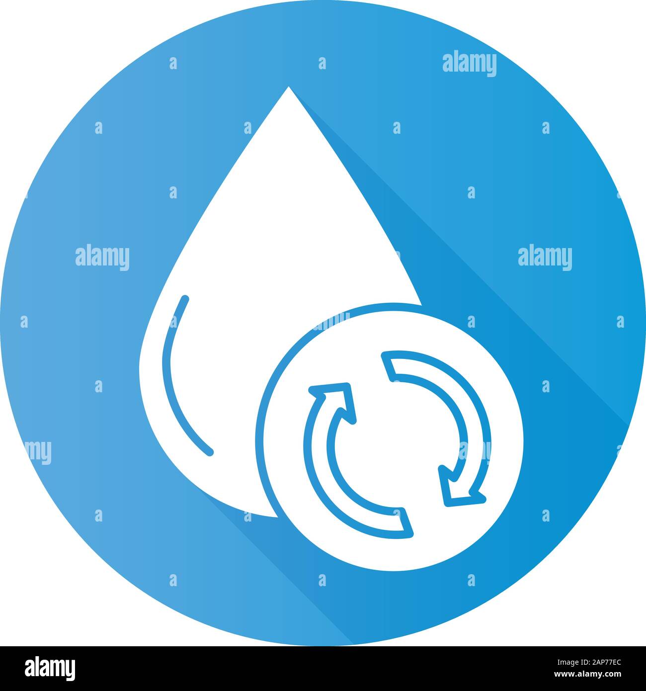 Water filtration, purification blue flat design long shadow glyph icon ...