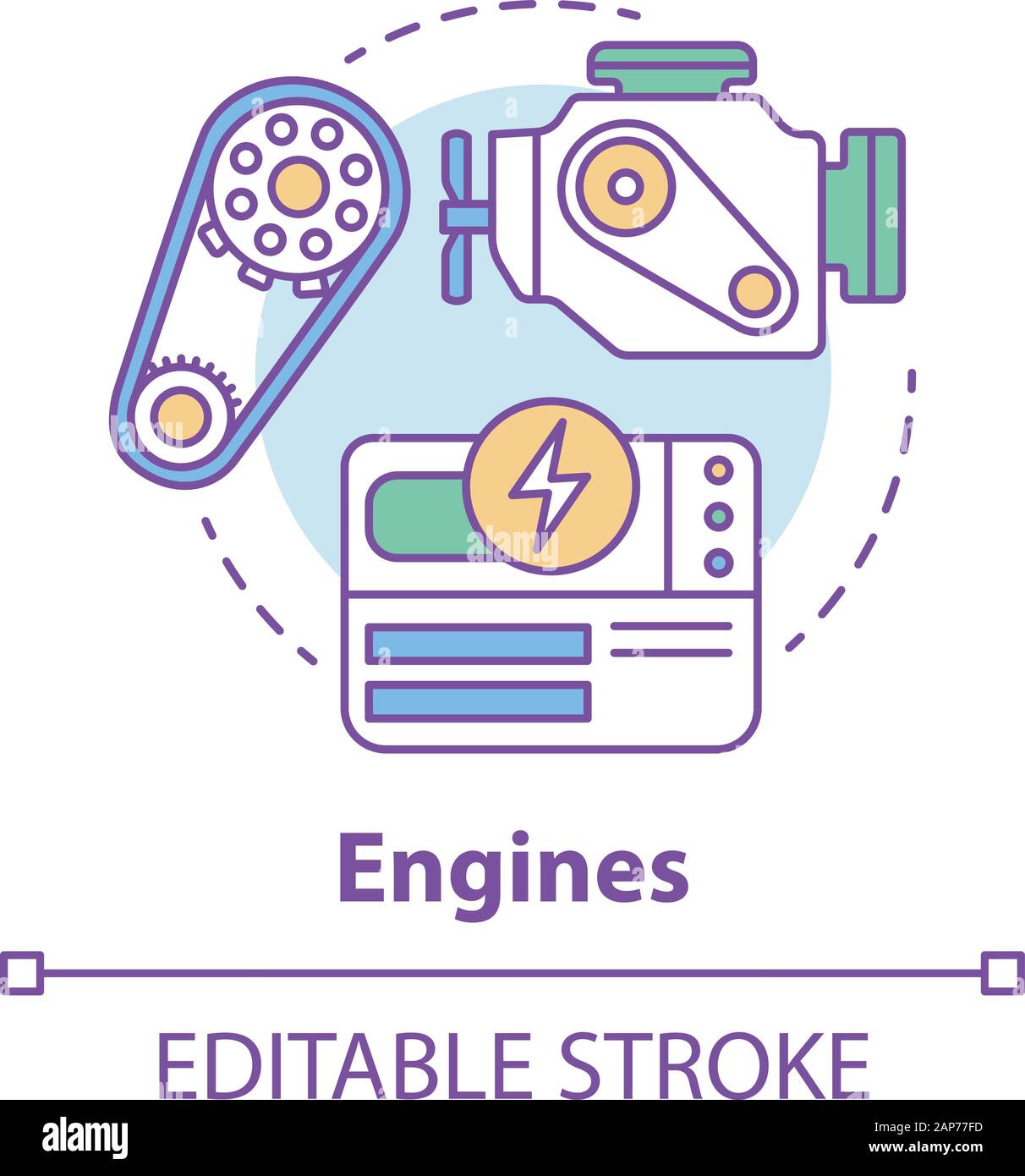 Engines concept icon. Power source idea thin line illustration. Modern ...