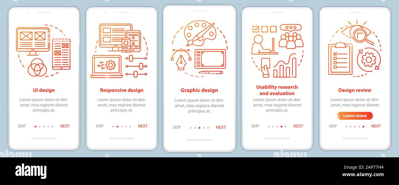 Software development onboarding mobile app page screen vector template ...