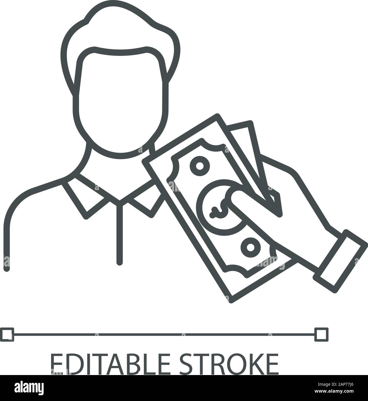 Borrowing cash linear icon. Lending money. Pay for credit loan