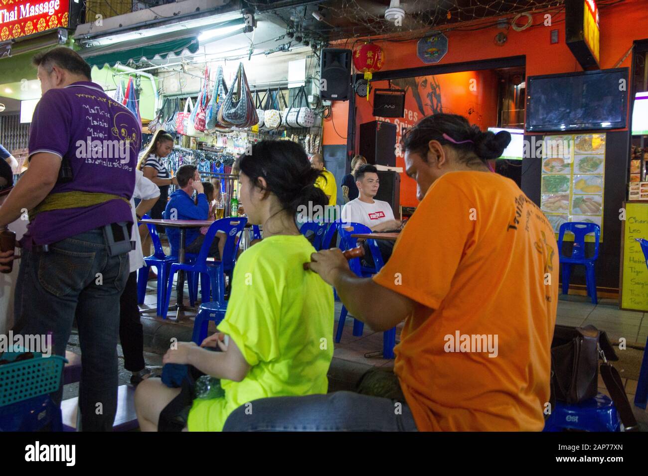 Thai massage in street Bangkok, Thailand Stock Photo Alamy