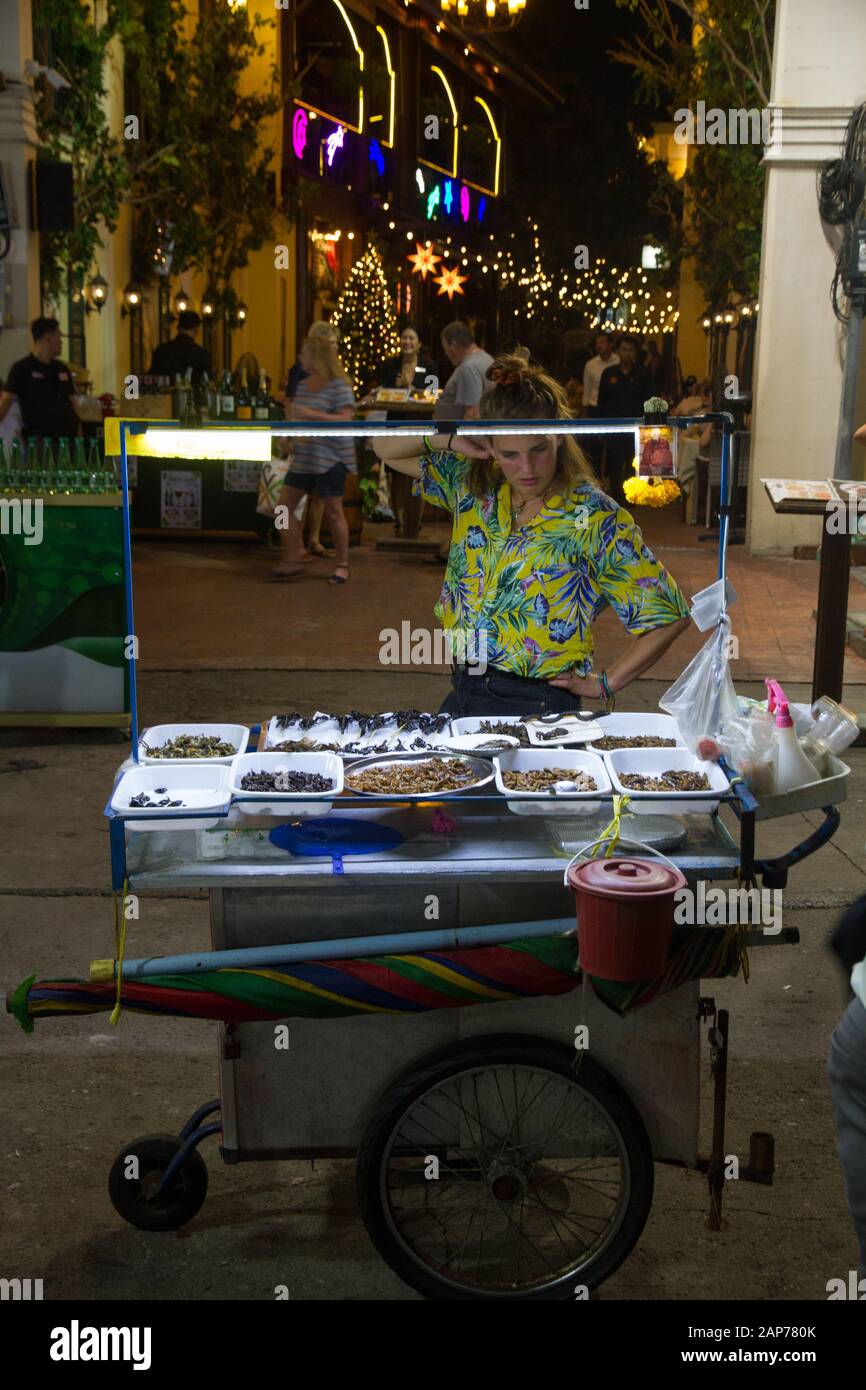 street food cart stall Bangkok Thailand Thai Asia asians Stock Photo