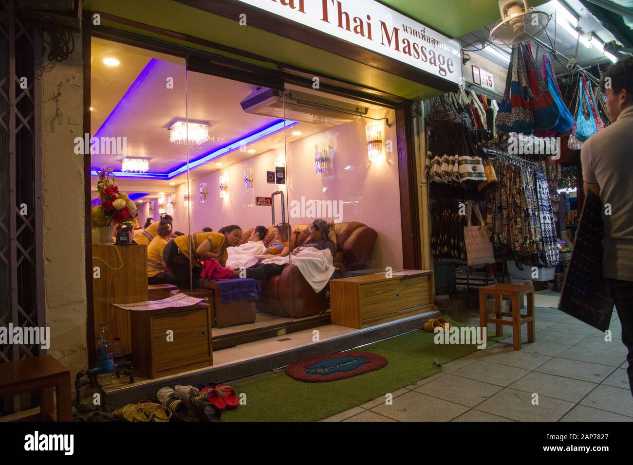Thai massage shop in street Bangkok, Thailand Stock Photo - Alamy