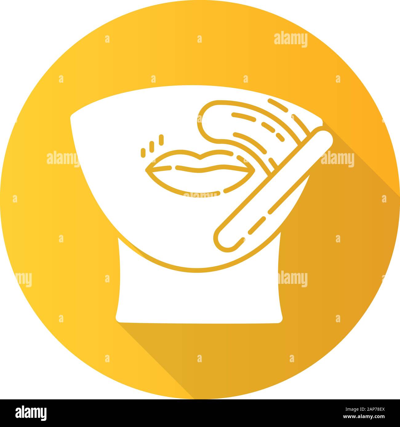 Upper Lip Waxing Orange Flat Design Long Shadow Glyph Icon Female