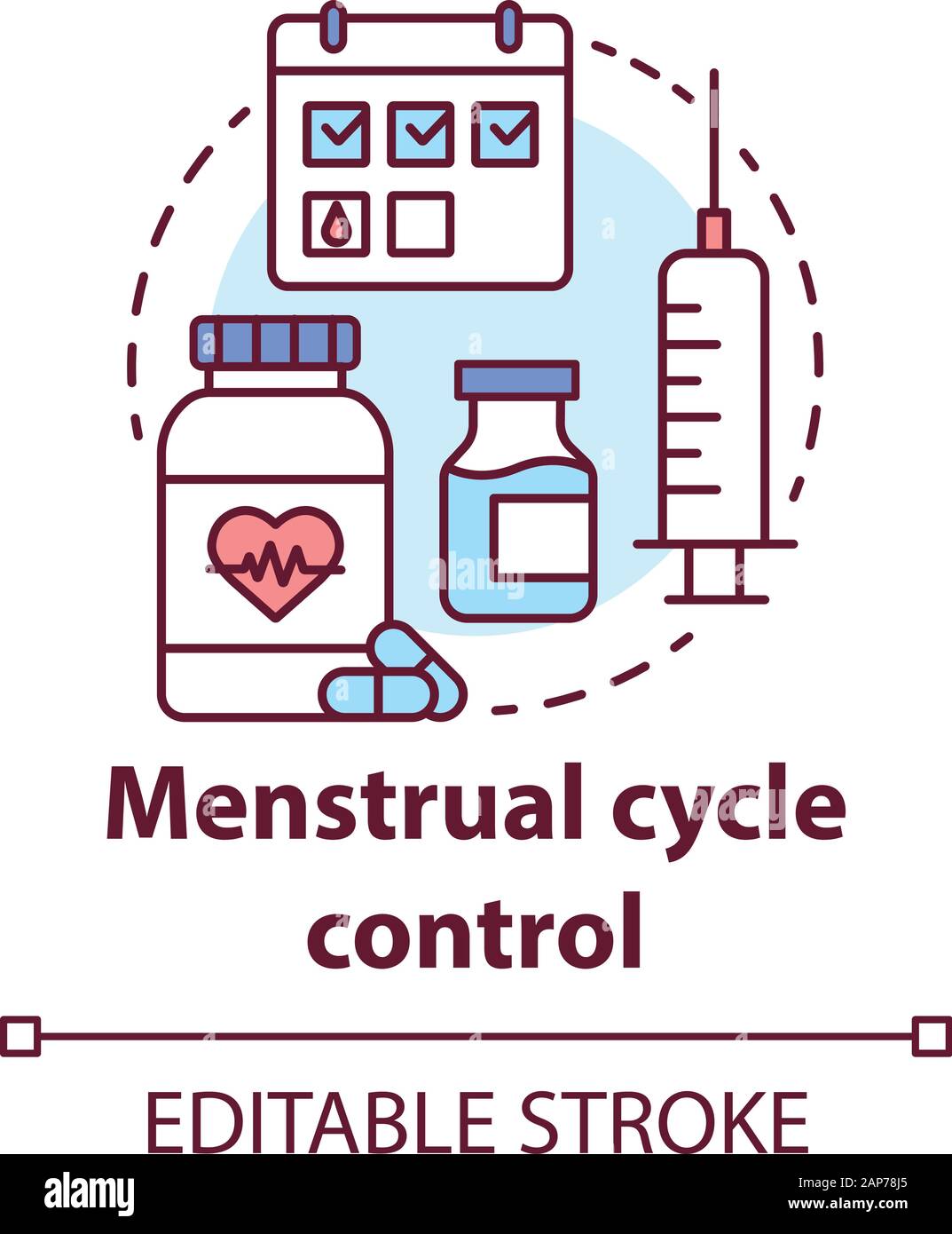 Menstrual cycle control concept icon. Hormone therapy idea thin line  illustration. Women healthcare. Female reproductive system, fertility.  Vector iso Stock Vector Image & Art - Alamy