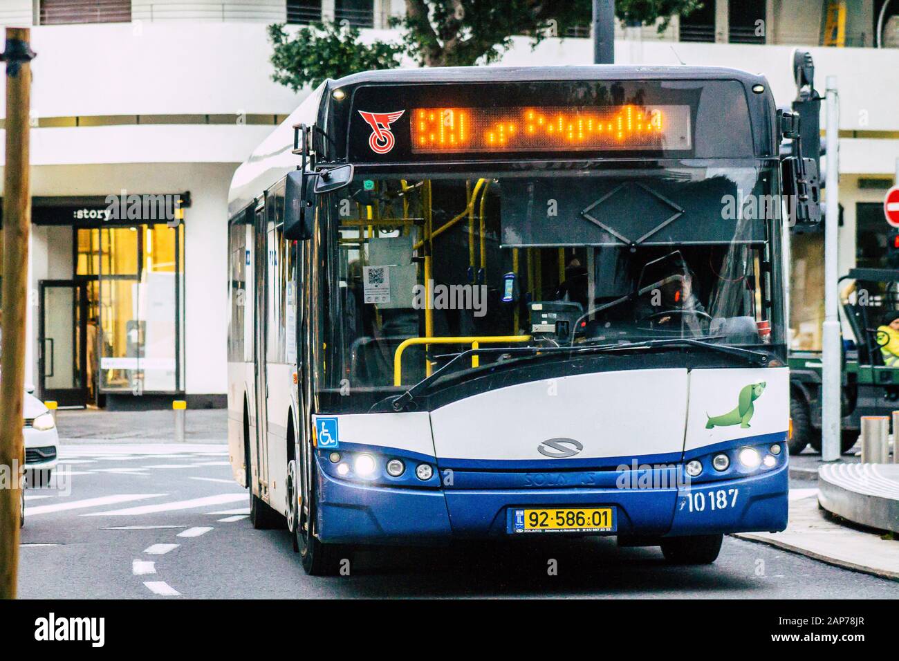 Tel Aviv Israel January 20, 2020 View of a traditional Israeli public ...