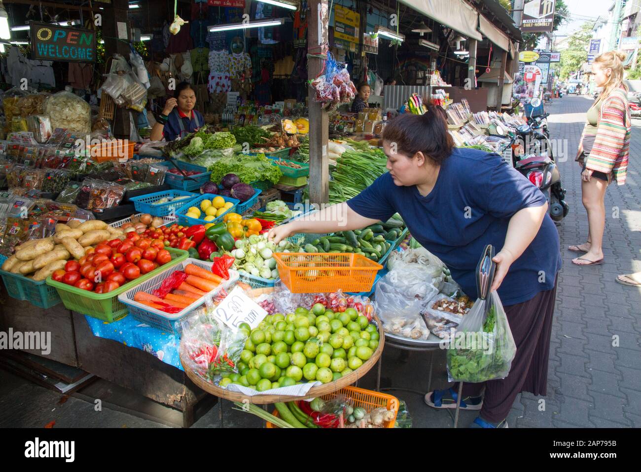 Market vegetables stall Chiang Mai Thailand Stock Photo - Alamy