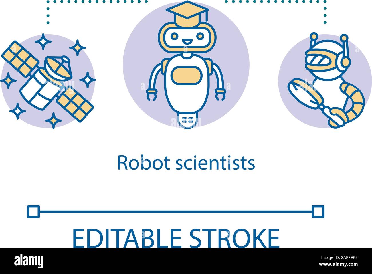 Robot scientists concept icon. Robotic systems in cosmic science ...