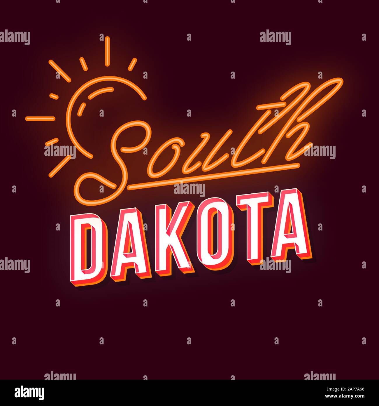 South Dakota Vintage 3d Vector Lettering Retro Bold Font