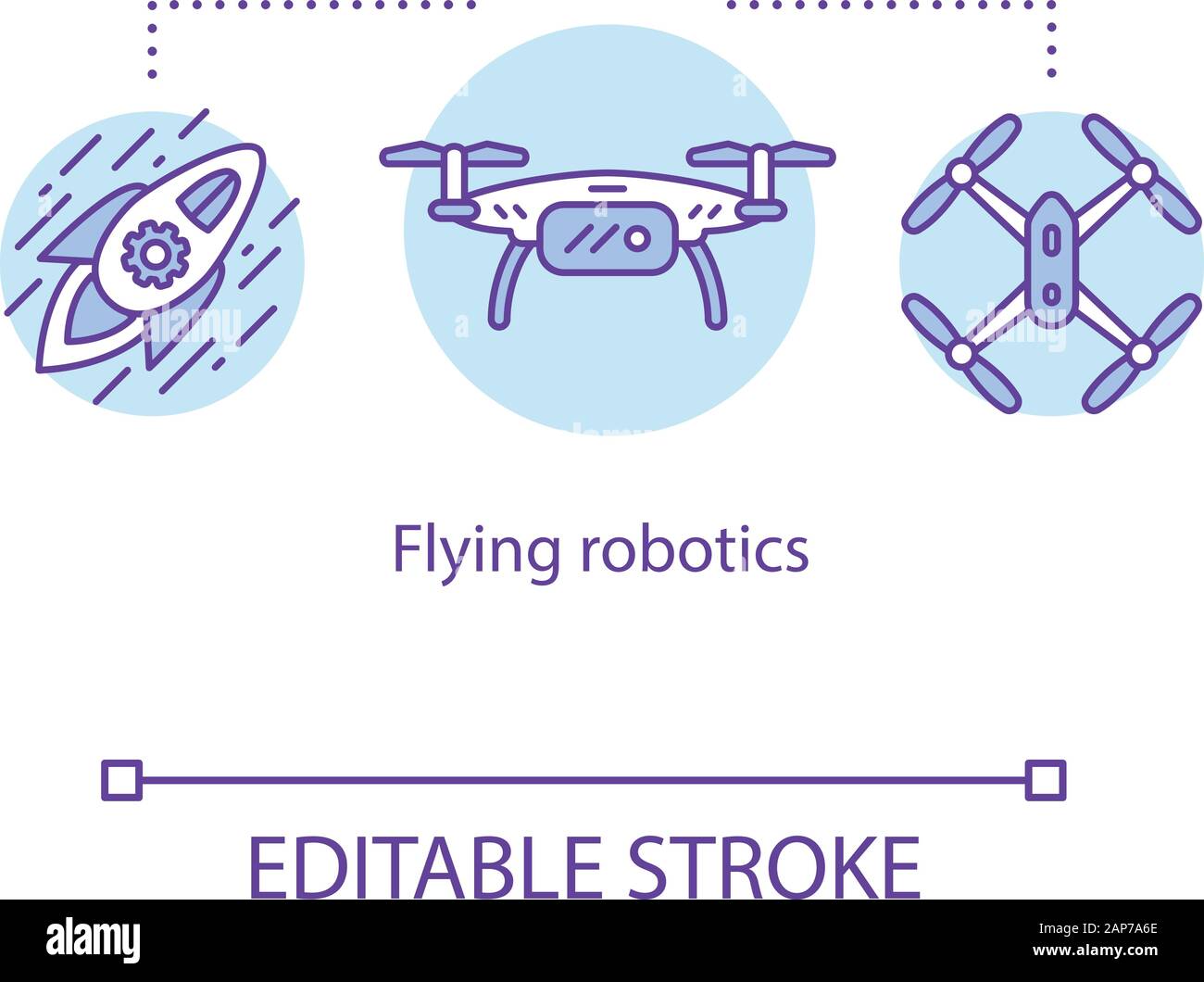 Flying robots concept icon. Unmanned aerial vehicles. UAV. Pilotless ...