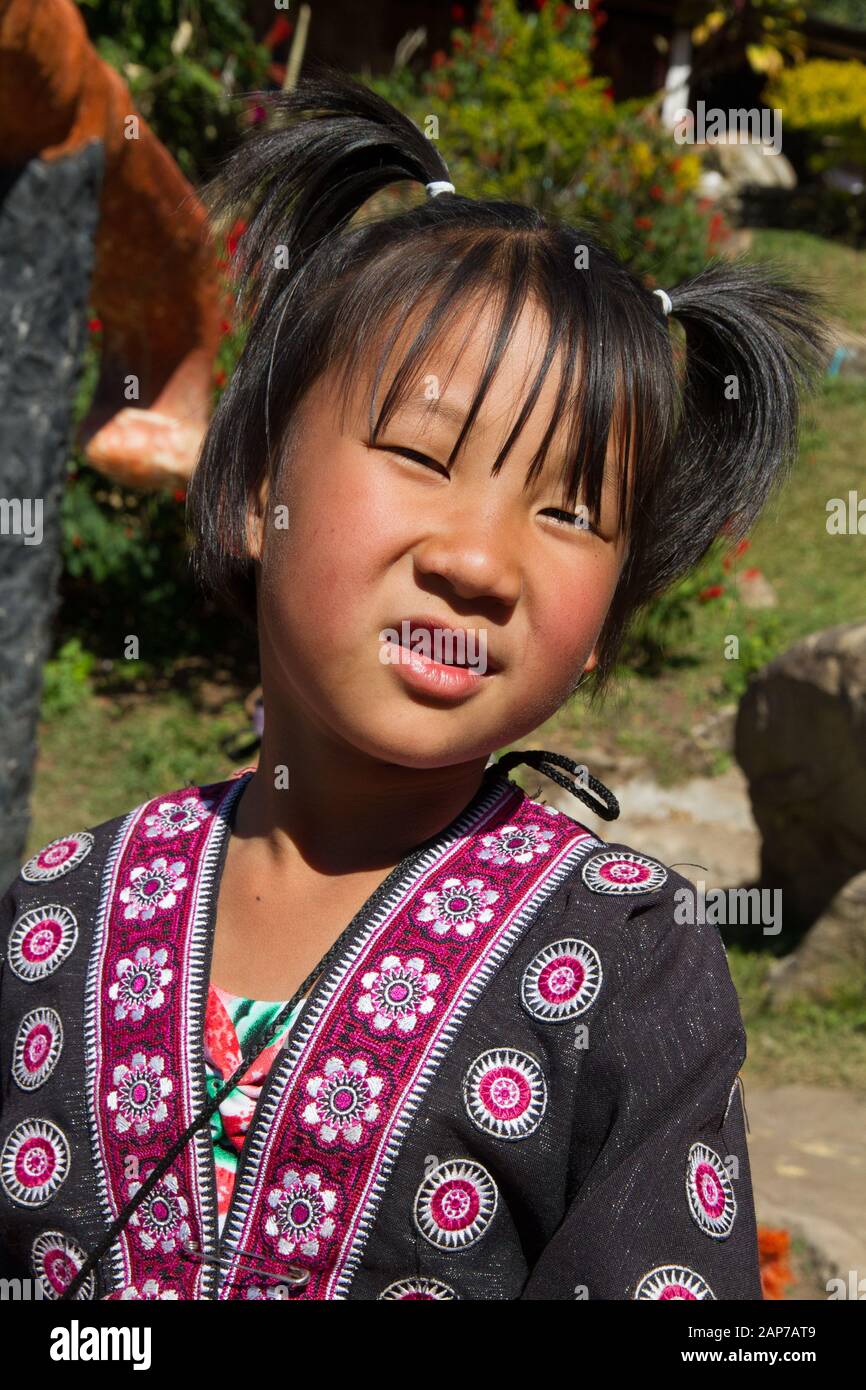 Child portrait Hmong village, Chiang Mai province Thailand Stock Photo