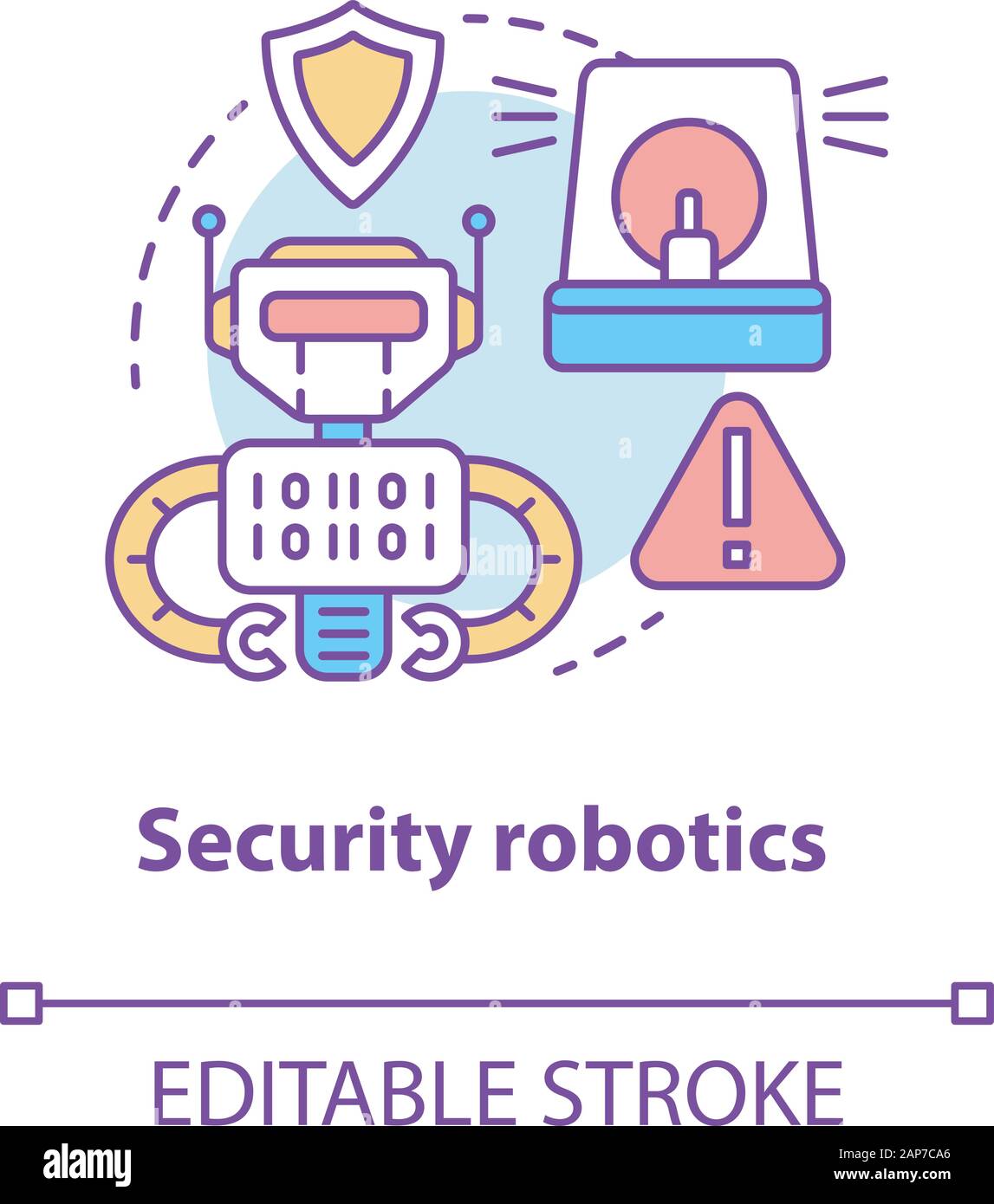 Security robotics concept icon. Safety technology idea thin line
