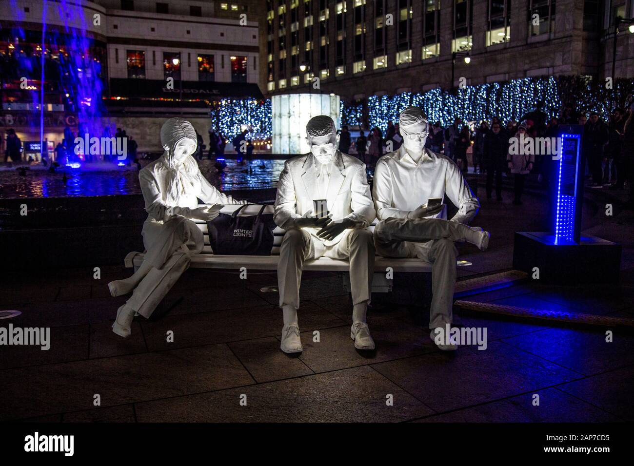 'Absorbed by Light' sculpture by Gali May Lucas, Canary Wharf Winter Lights Festival 2020, London, UK Stock Photo
