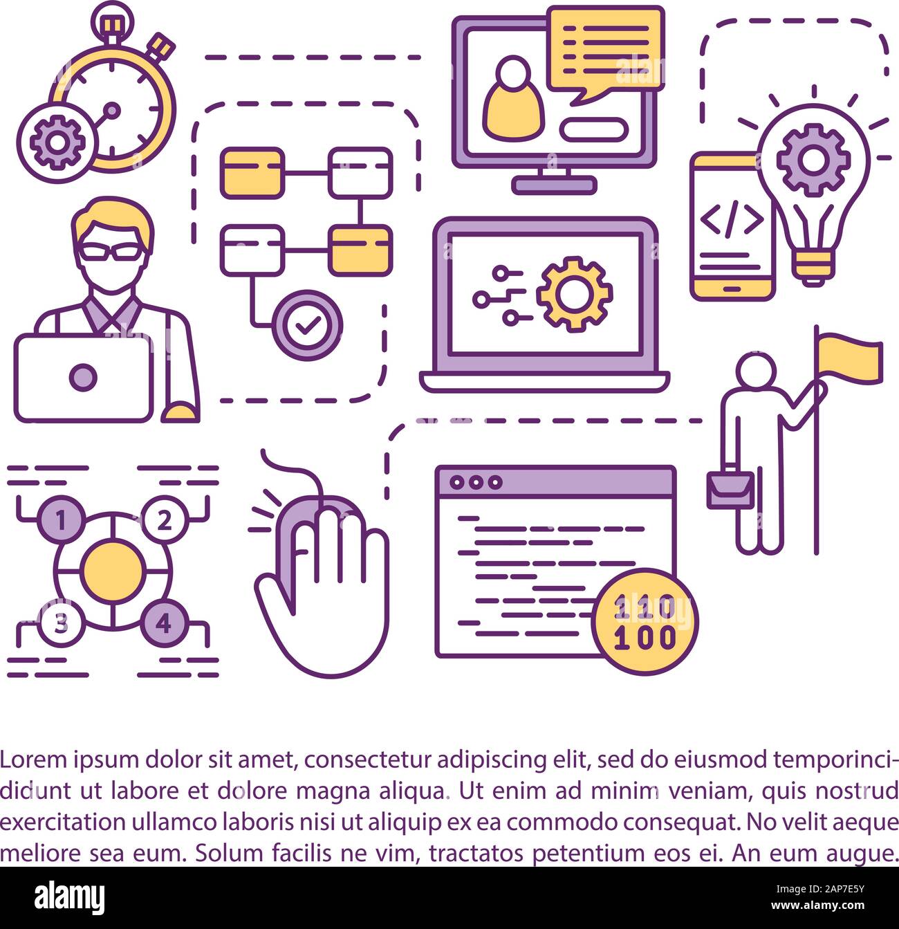 Software testing roles article page vector template. IT Analyst
