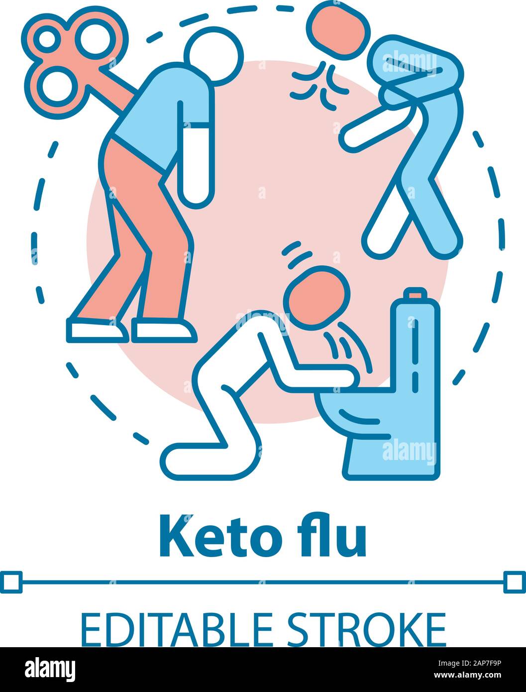 Keto flu concept icon. Ketogenic diet side effects idea thin line