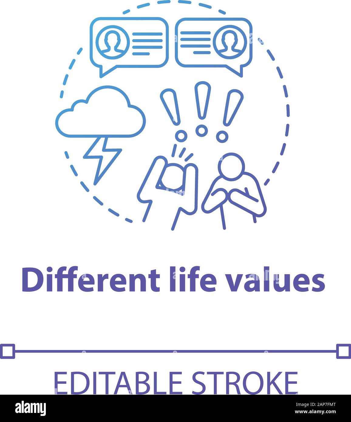 Different life values concept icon. Family quarrel. Disagreement