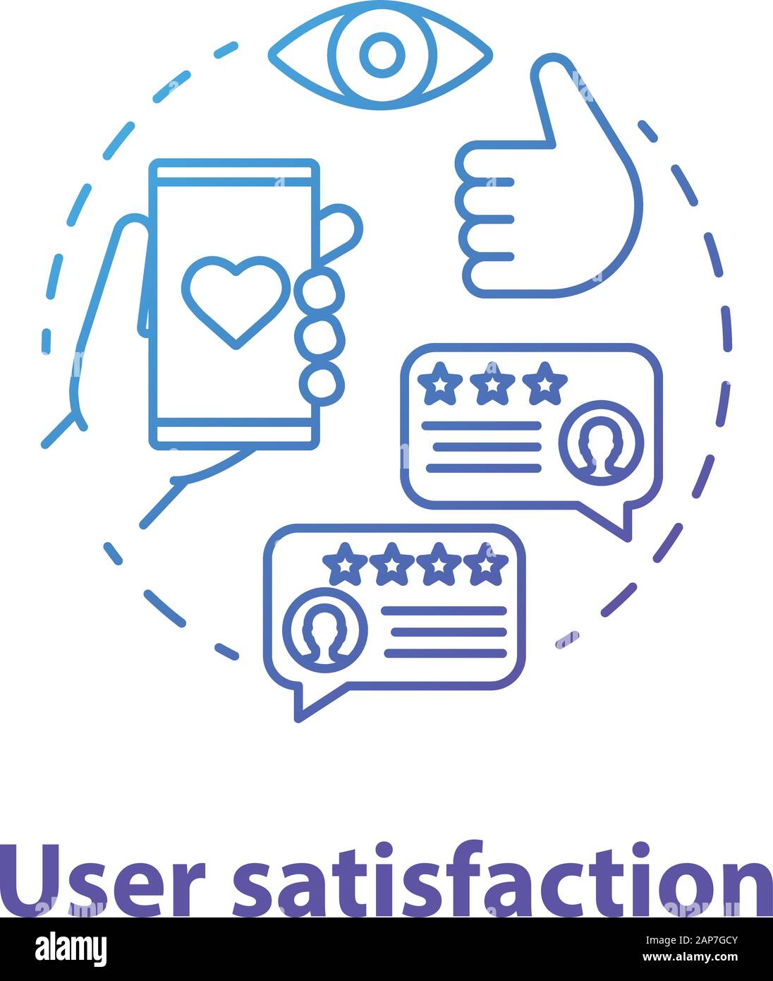 User satisfaction concept icon. App rating. Social media comments and ...