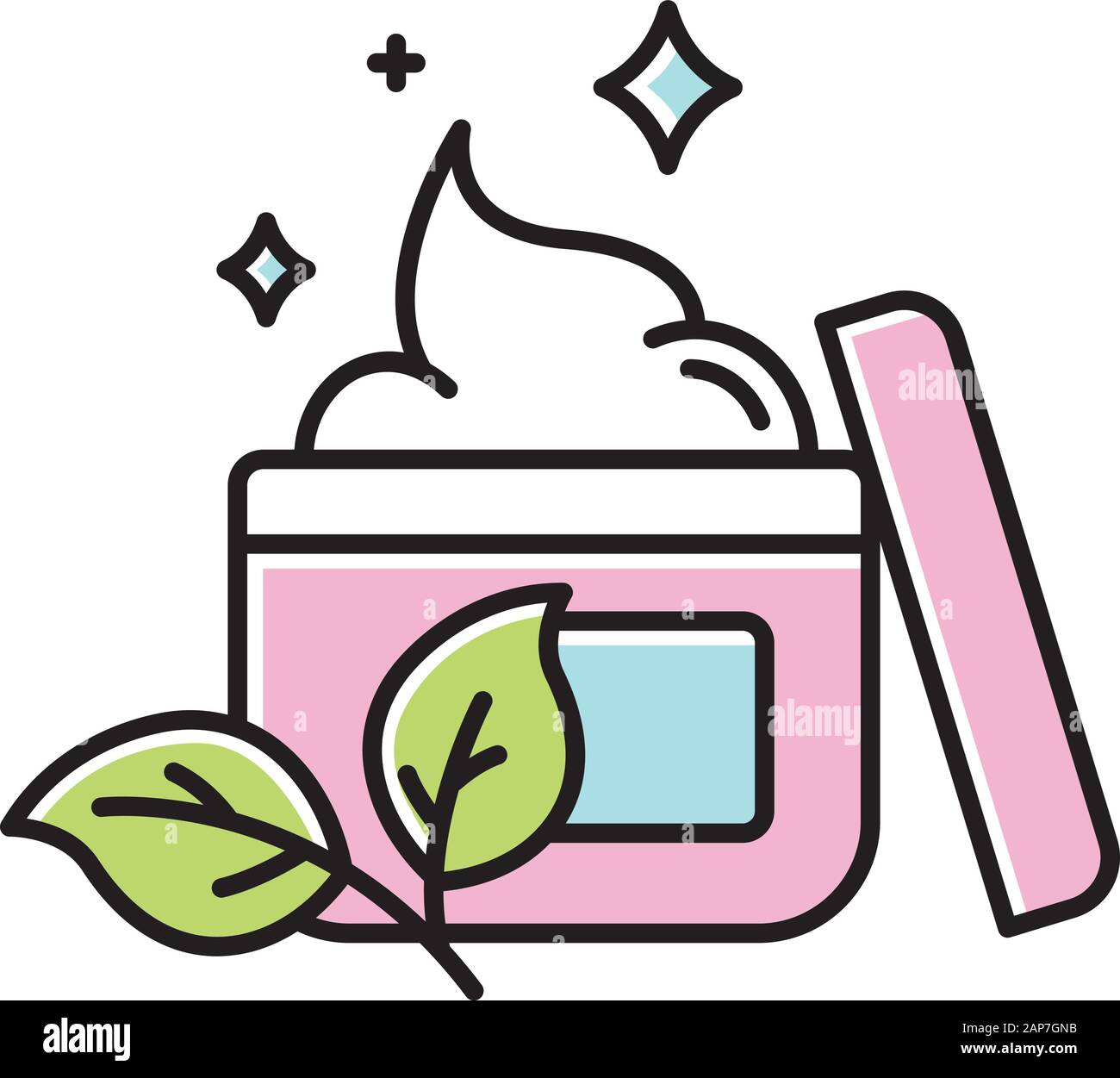 Natural face cream jar color icon. Skincare product. Paraben, chemical