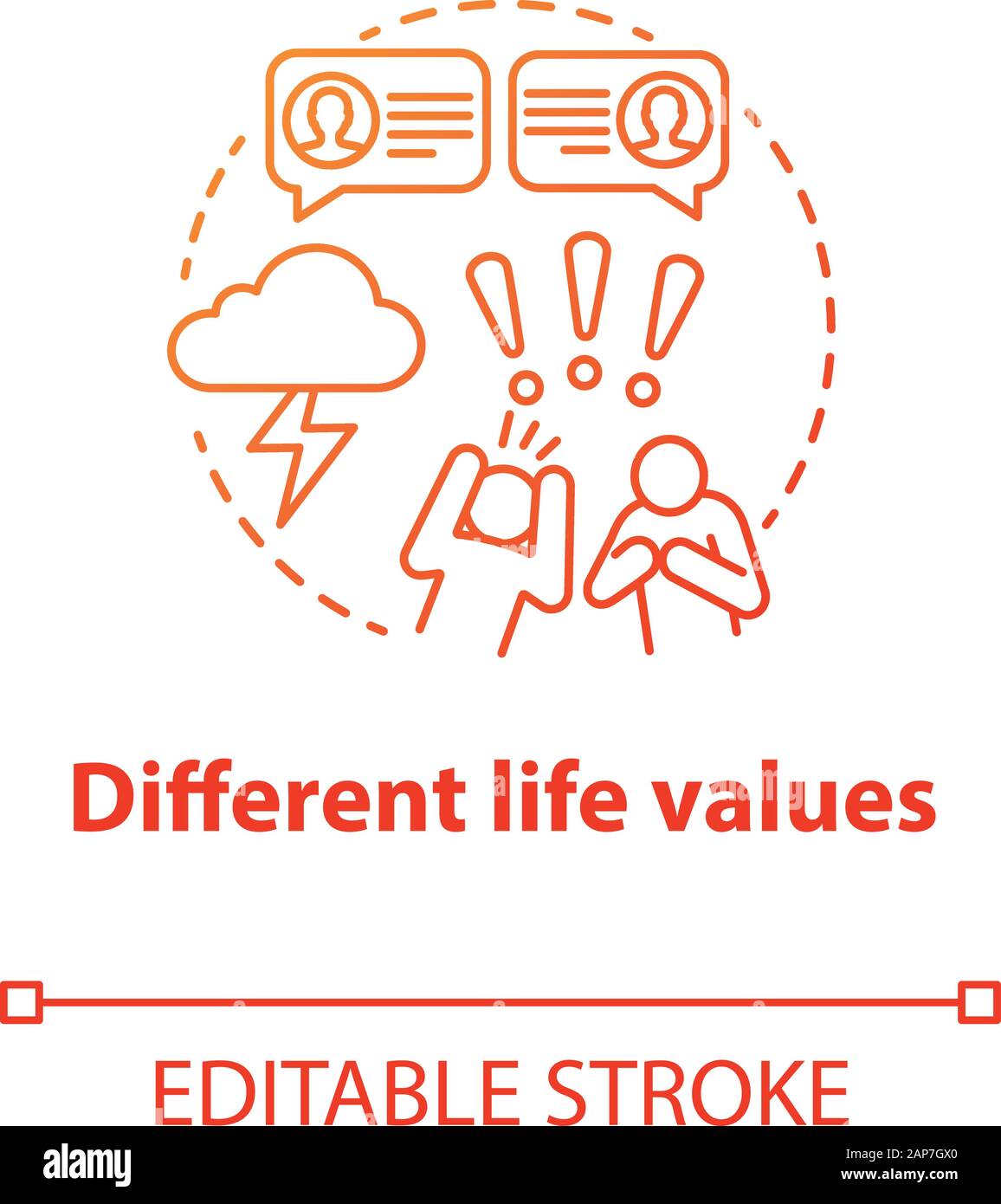 Different life values concept icon. Family quarrel. Disagreement ...
