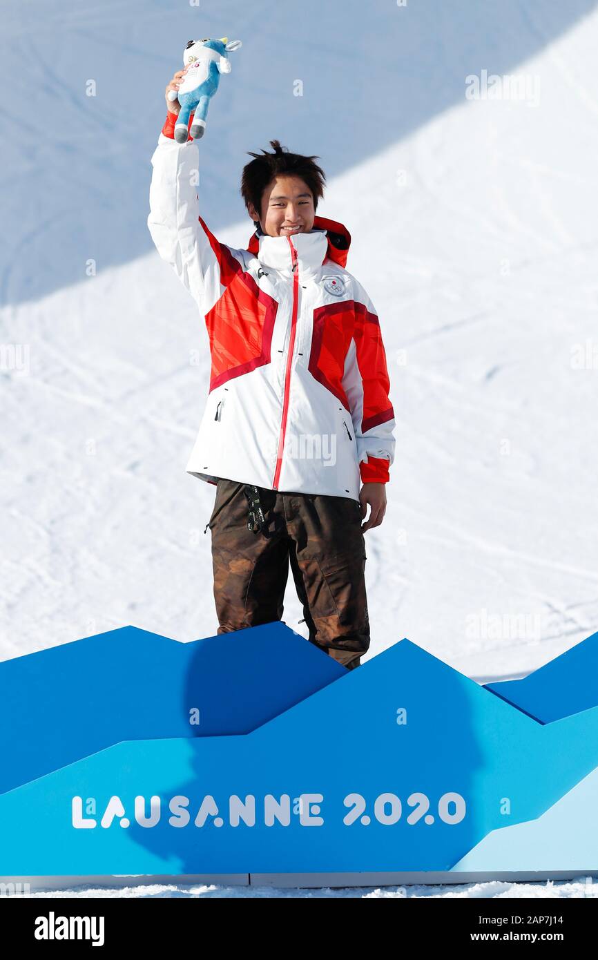 Lausanne, Switzerland. 21st Jan, 2020. Kaishu Hirano (JPN) Snowboarding : Men's Halfpipe Award Ceremony at Leysin Park & Pipe during the Lausanne 2020 Winter Youth Olympic Games in Lausanne, Switzerland . Credit: Naoki Morita/AFLO SPORT/Alamy Live News Stock Photo