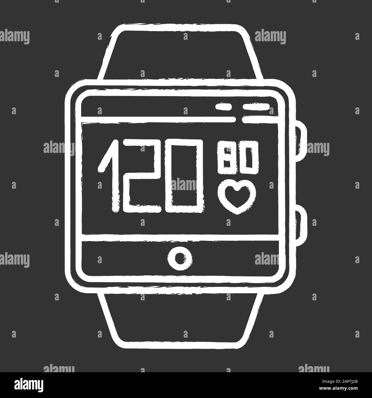 Blood pressure and heart rate tracking smartwatch function chalk icon