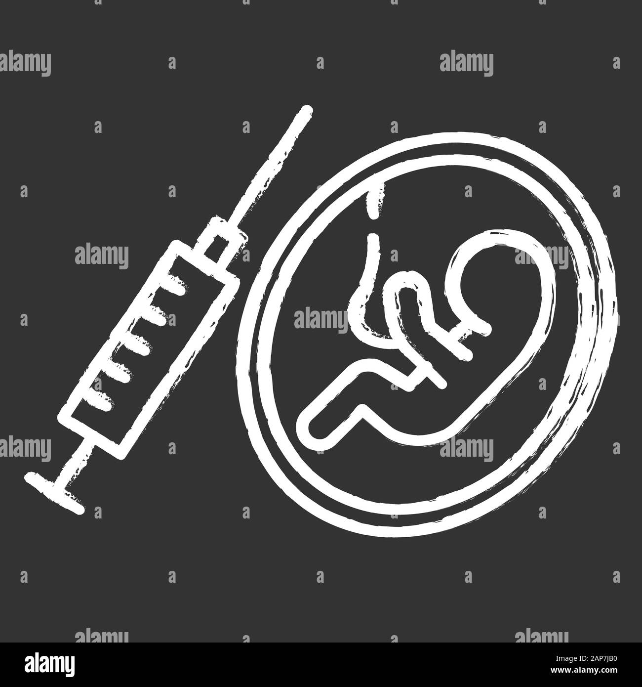 Forced abortion chalk icon. Unwanted and unplanned pregnancy. Baby in mother womb. Birth control. Surgical, medical procedure. Female rights inequalit Stock Vector