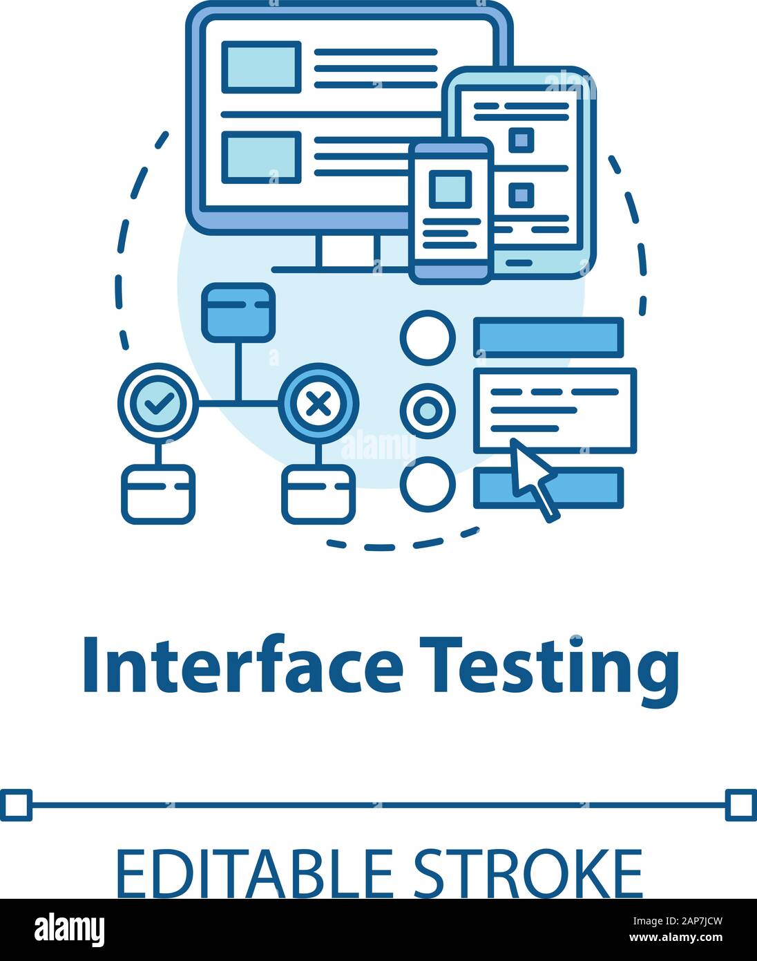 Interface testing concept icon. UX, UI check idea thin line ...