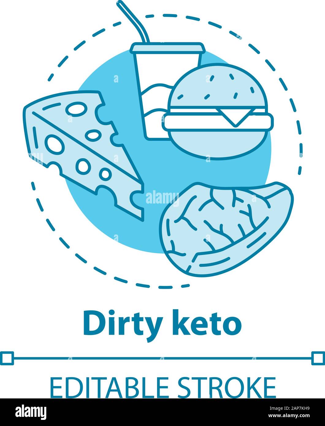 Dirty keto concept icon. Ketogenic diet idea thin line illustration ...